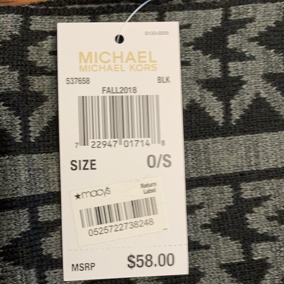 NWT Michael by Michael Kors scarf in black & charcoal. Hand wash cold. About 63” - Picture 2 of 7